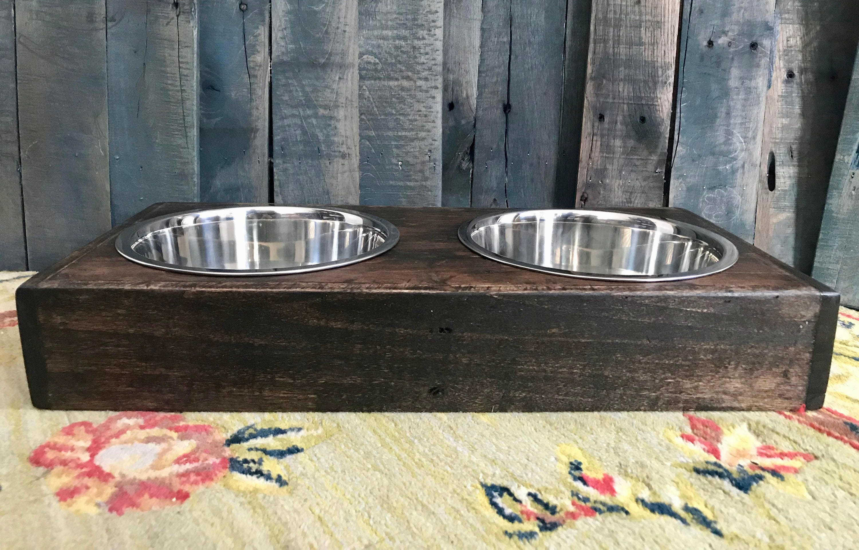 Dog Bowl Stand Dog Bowl Feeder Rustic Pallet Wood Stand Etsy