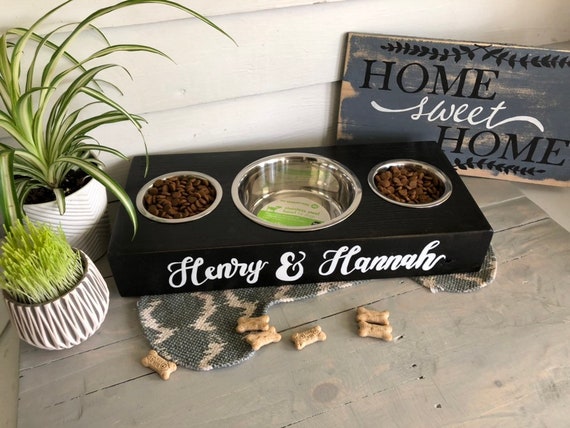 3 Bowl Feeder 2 Small Food Bowls 1 Large Water Bowl Etsy