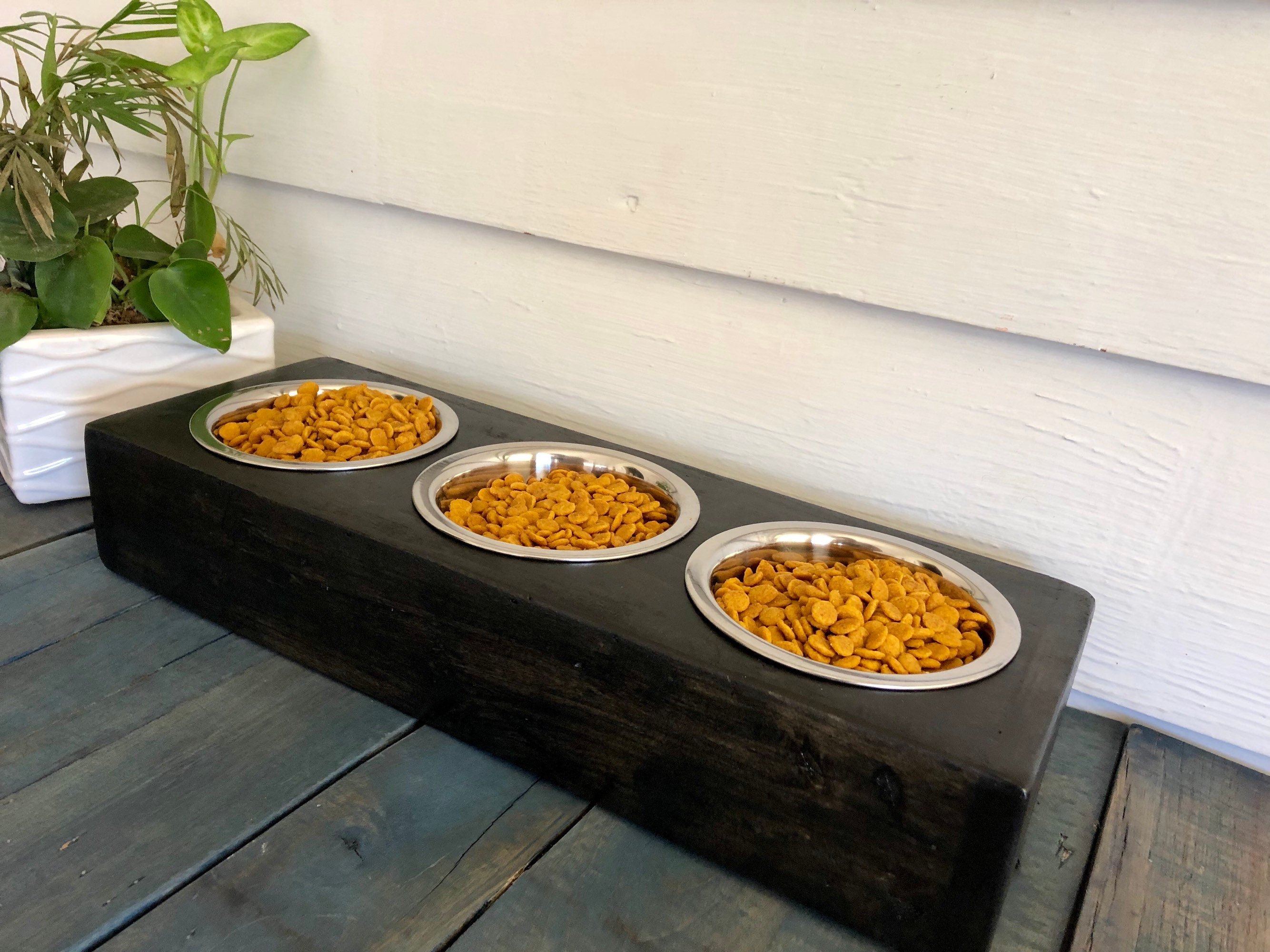 Dog Bowl Stand Dog Bowl Feeder Rustic Pallet Wood Stand Etsy