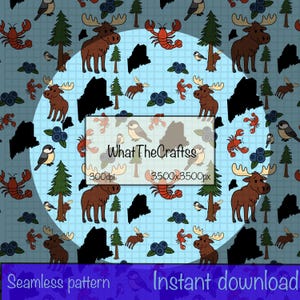 Maine Seamless Pattern| Digital Download| PNG| Sublimation| 3500x3500px