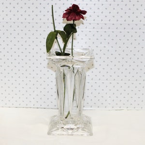 Vintage Lead Crystal Vase Square Shape Exquisite Deep Cuts 7" Perfect Size Stunning, Special Gift for her