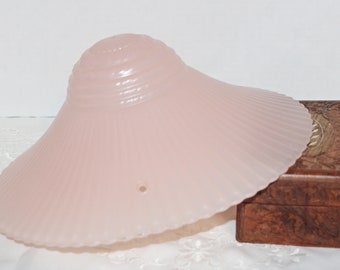 Vintage Pink Glass Ceiling Light Shade, Pleated Bell Shape