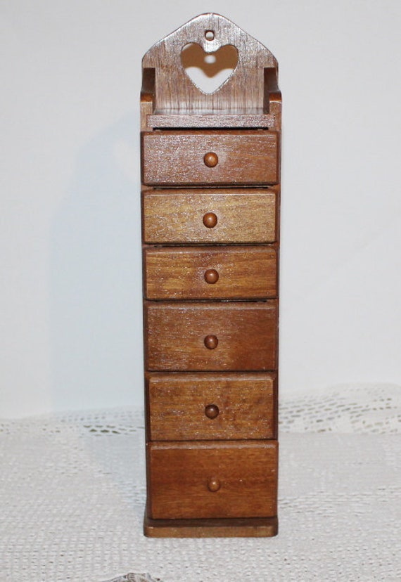 Wood 6 Drawer Jewellery Chest Or Tower Catch All Sewing Etsy