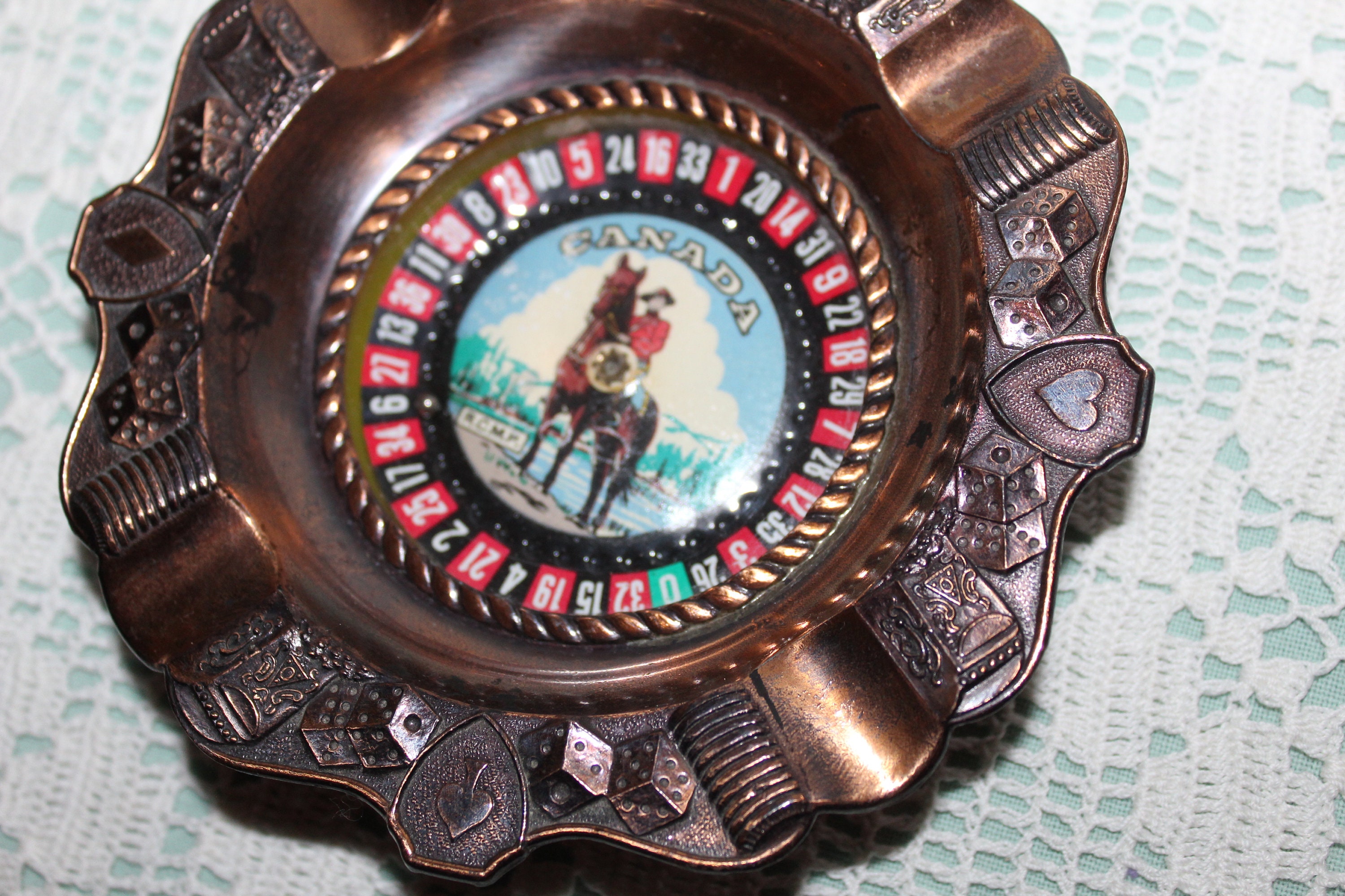 Vintage Copper Roulette Wheel Ashtray RCMP Canada Mounted Etsy