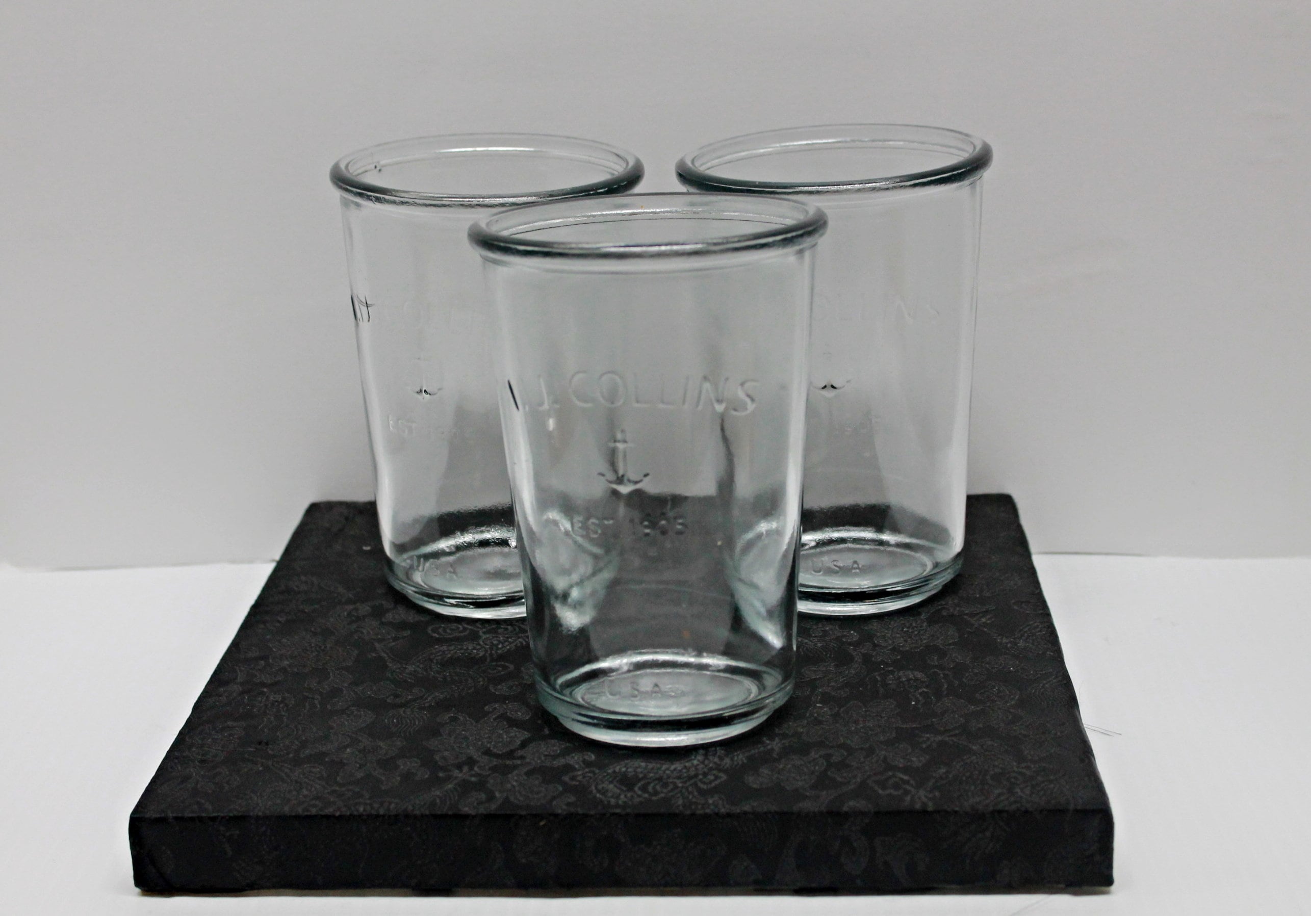 Set of 2 Anchor Hocking I. J. Collins 1905 Glasses Tumbler Barware 16 oz  USA