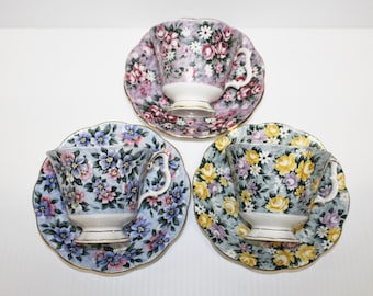 Vintage Royal Albert Bone China Teacup and Saucer Set, Garden Party Series