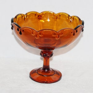 vintage riche bol à fruits en verre ambré Indiana piédestal, bol de service, beau centre de table, saladier fantaisie