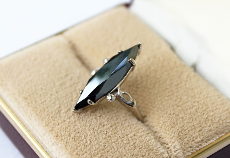 Vintage Black Alaskan Diamond Ring 10K Solid White Gold Etsy