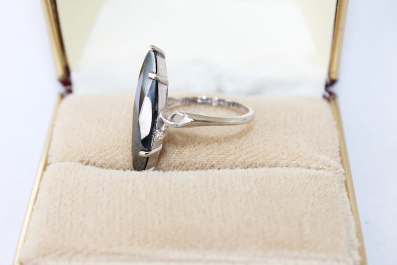 Vintage Black Alaskan Diamond Ring 10K Solid White Gold Etsy
