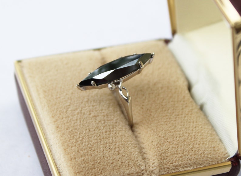 Vintage Black Alaskan Diamond Ring 10K Solid White Gold Etsy