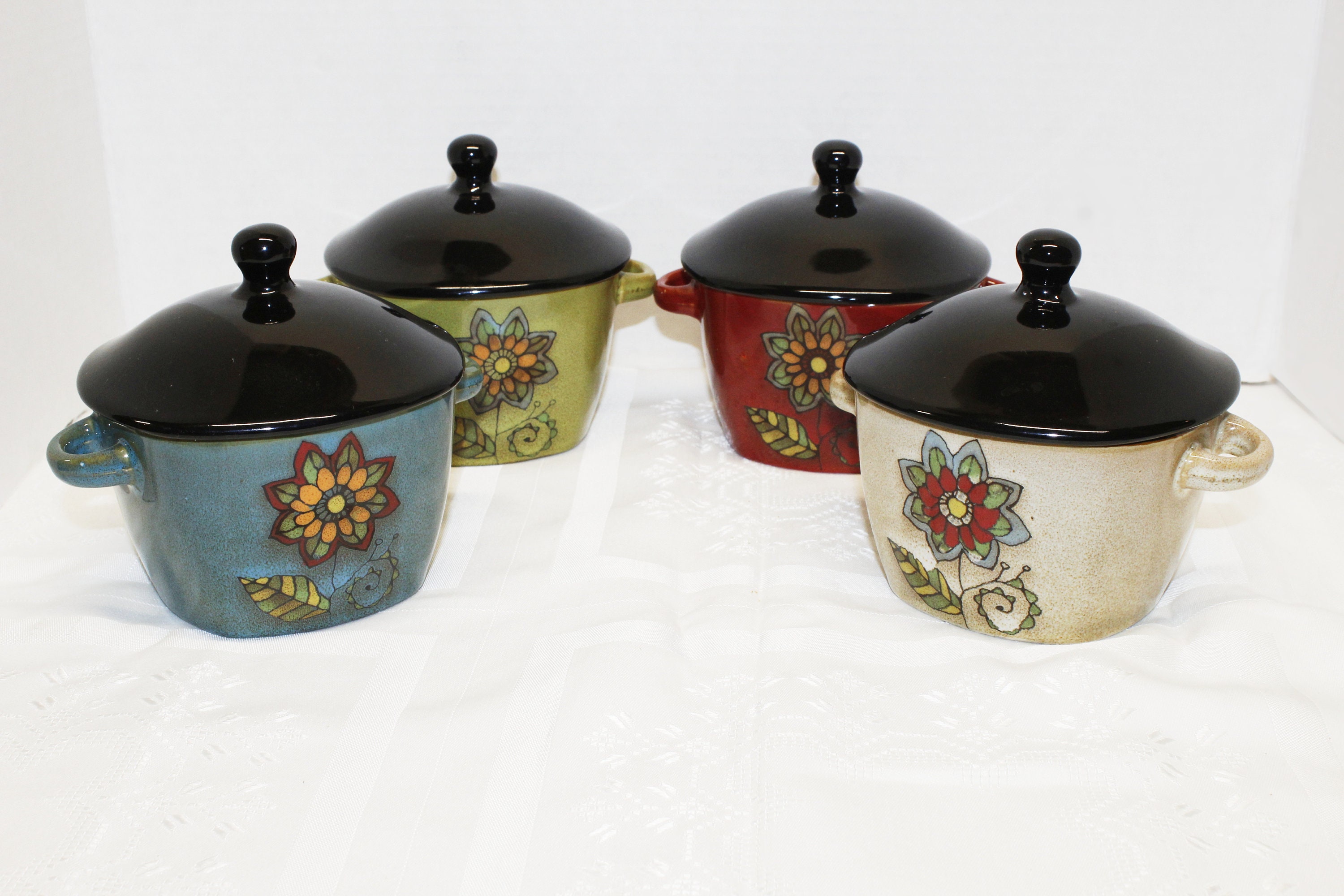 Stokes Stoneware Soup Pots Stew Bowls Square With Lids Set of Etsy
