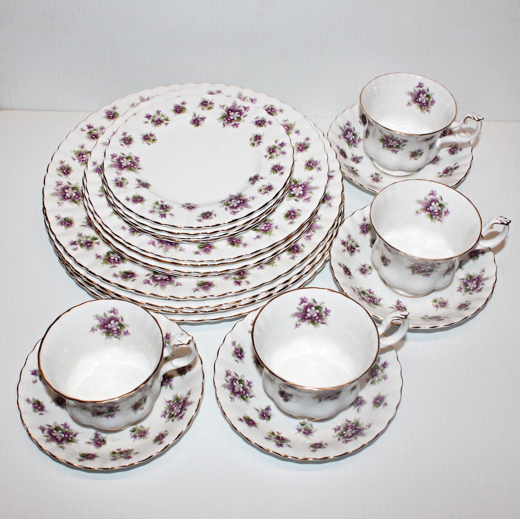 RARE Vintage Royal Albert Sweet Violets 5 Piece Place  Royal Albert Sweet Violet 5 piece place setting. 6 settings available main image 2
