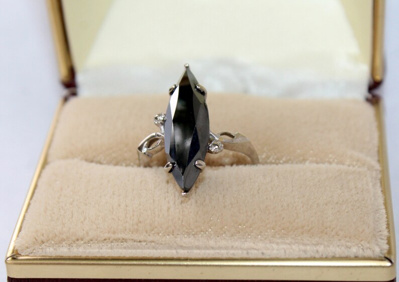 Vintage Black Alaskan Diamond Ring 10K Solid White Gold Etsy