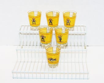 Vintage Tequila Shot Glasses Set – Yellow Mexican Character Motif