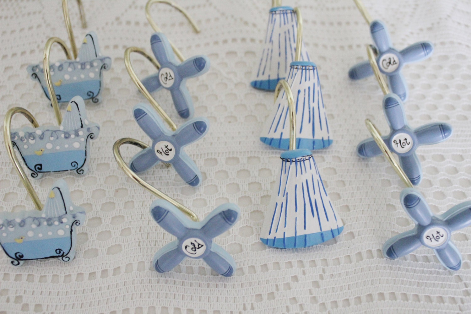 Set of 12 Blue Resin Shower Hooks Very Blue Very Nice Hot & Etsy