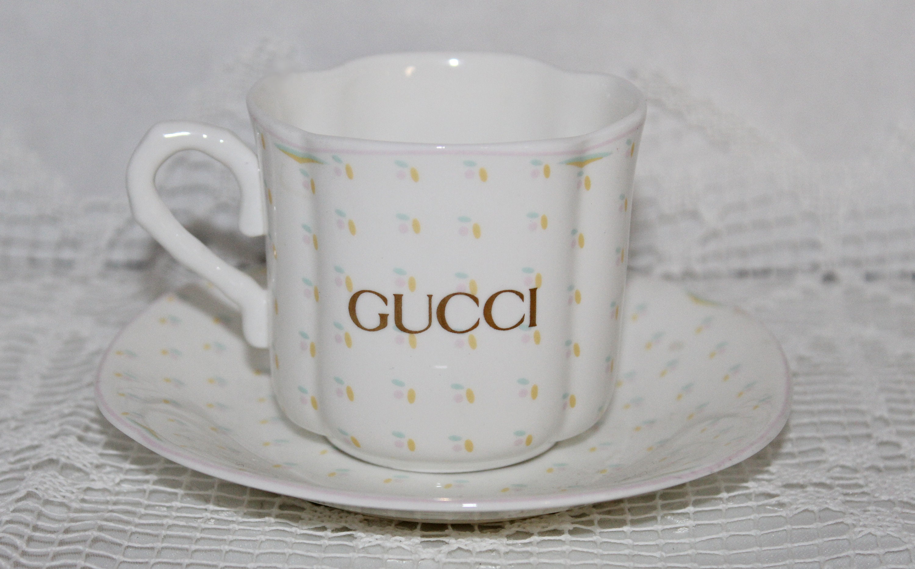 Vintage Gucci Demitasse Teacup and Saucer Gold Gucci Logo Made | Etsy Italia