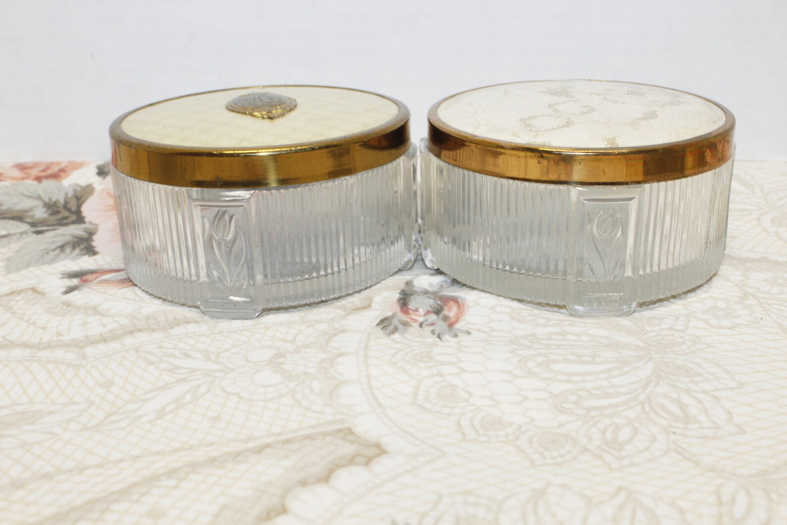 Vintage Glass Makeup Vanity Jars 4 Jars Sold Seperately Face Etsy