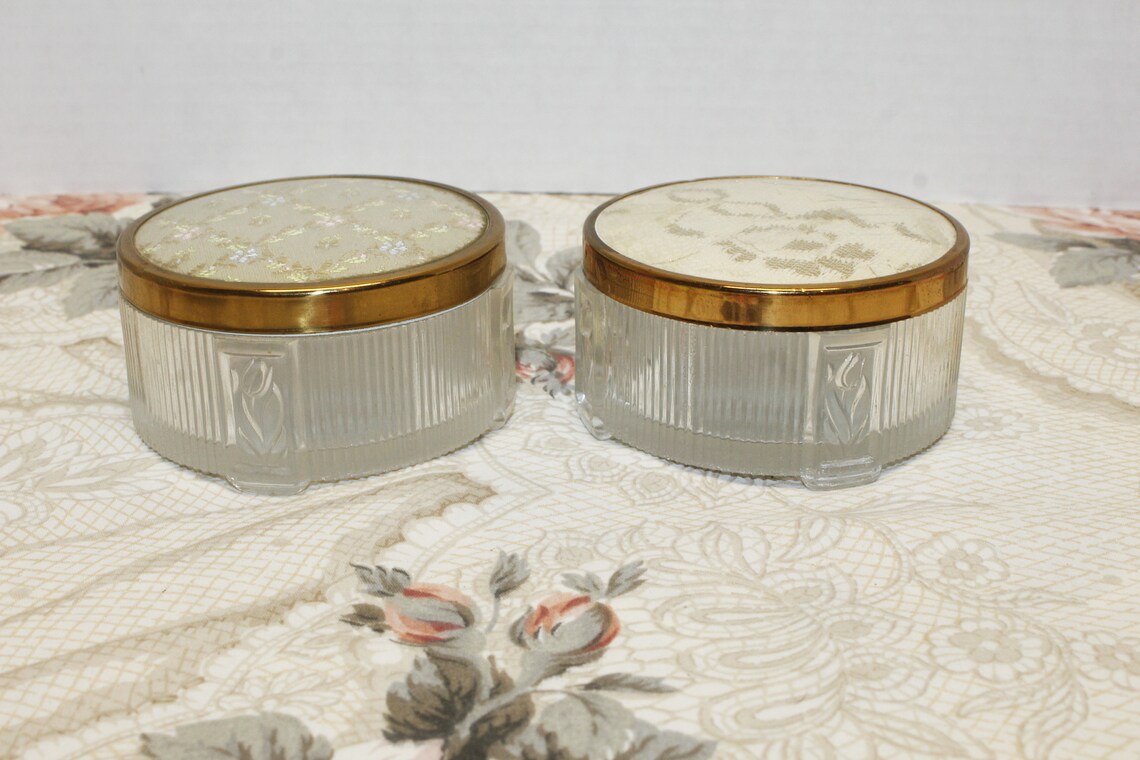 Vintage Glass Makeup Vanity Jars 4 Jars Sold Seperately Face Etsy