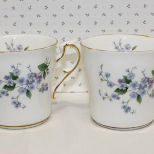 Vintage Paragon Coffee Mugs Set of 2 in Forget Me Not Pattern, Excellent Condition