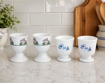 Vintage Set of 4  Egg Cups with 2 different patterns