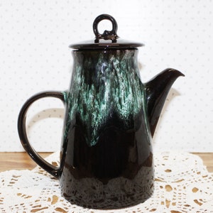 Vintage Blue Mountain Royal Canadian Art Pottery Princess Coffee Pot Aqua Drip Glaze