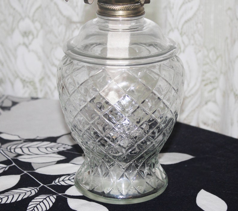 Lantern Pineapple Shape /& Design Farmhouse Lamp Very Clean Kerosene Lamp Vintage Oil Lamp Clear Glass Oil Lamp
