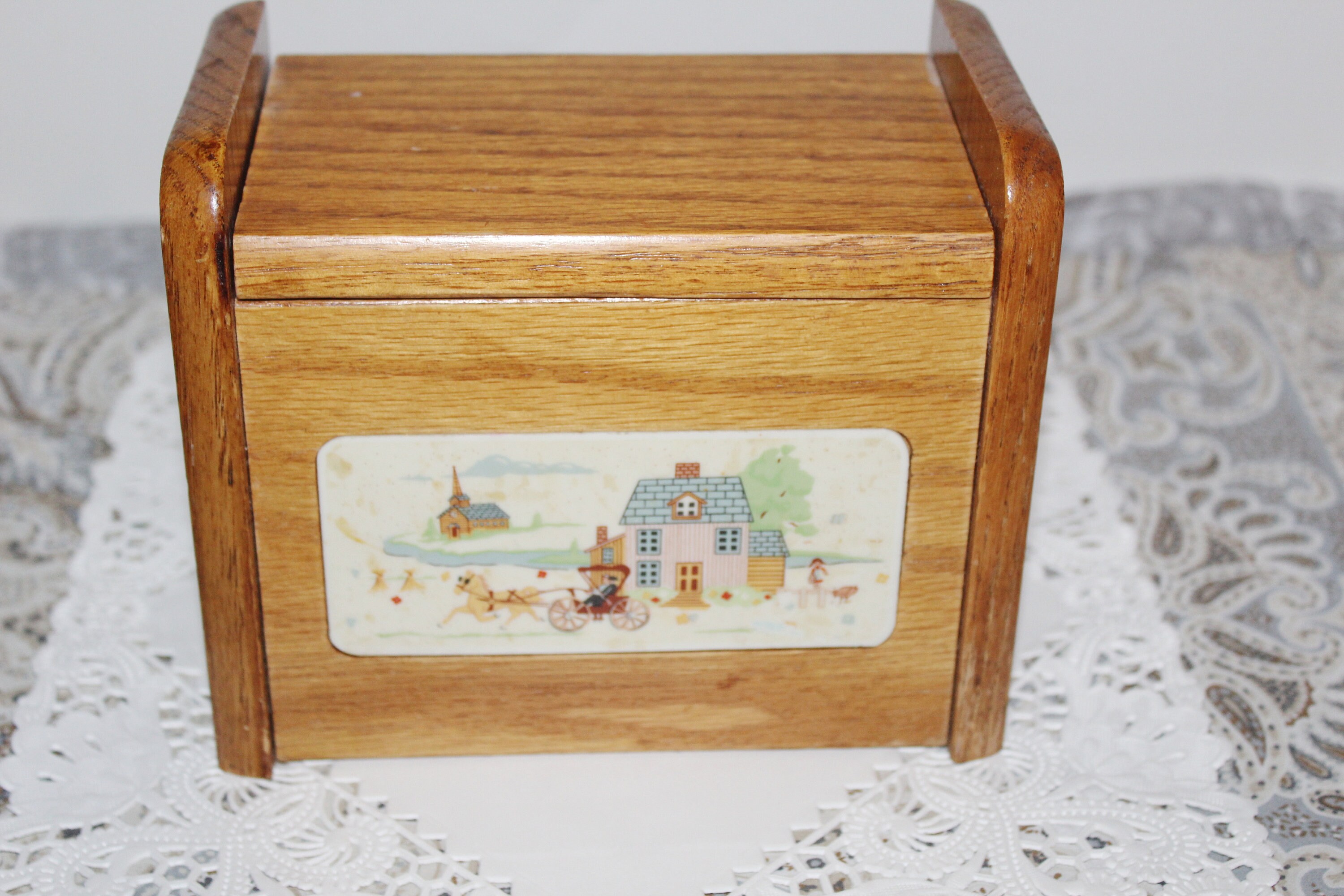Solid Wood Recipe Box Hinged Lid Multi Purpose Wood Storage Etsy