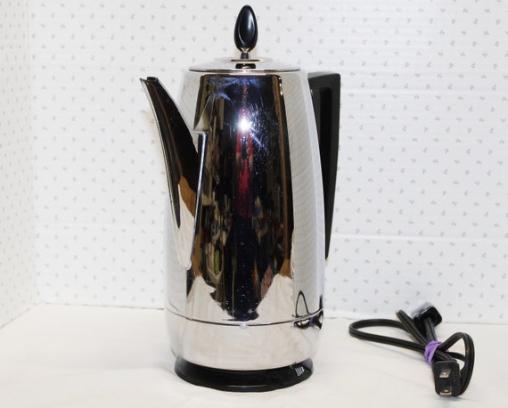 Vintage Presto Coffee Percolator Stainless Steel Electric Maker Pot