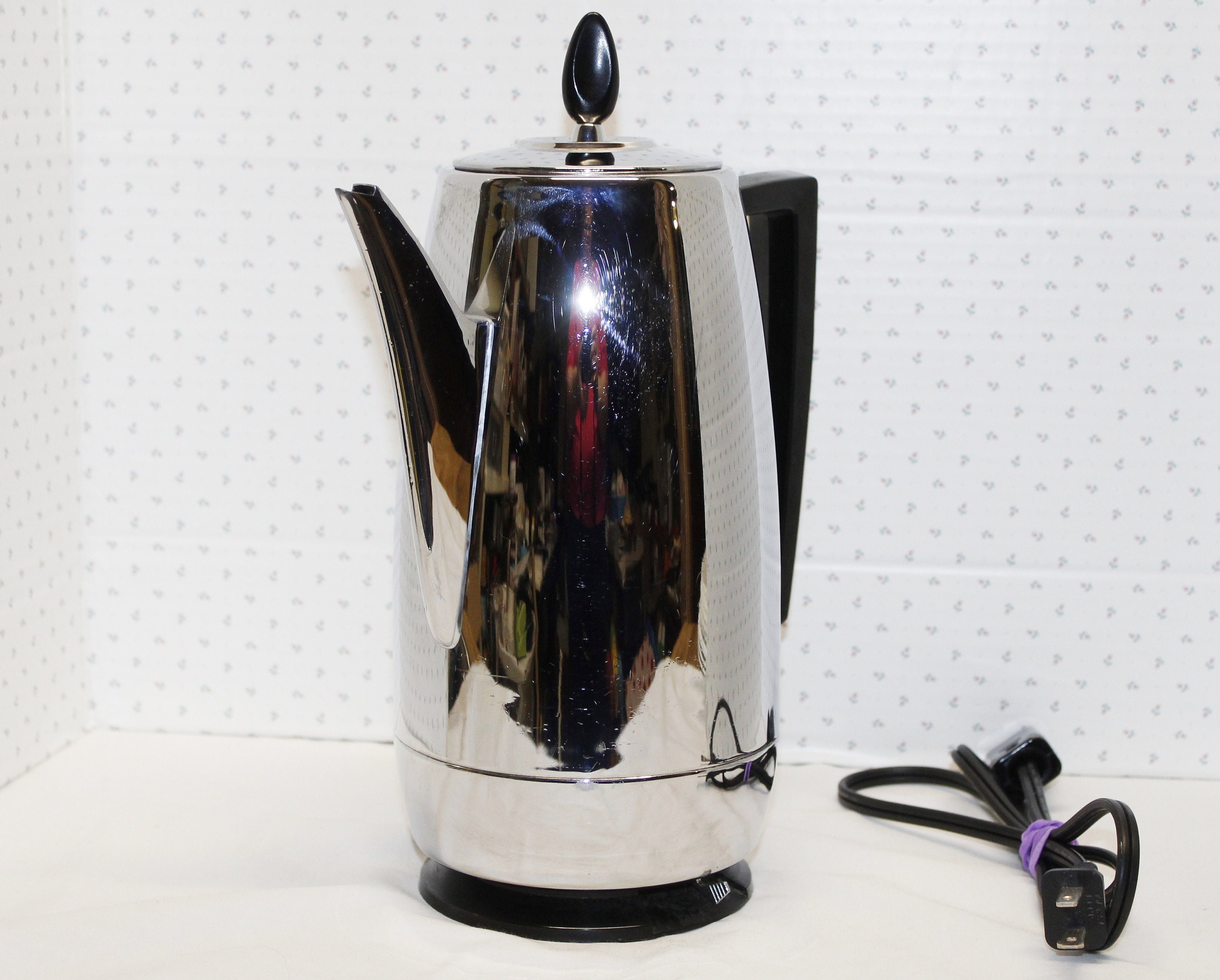 Vintage MINI Presto 6 Cup CHROME Electric Percolator Coffee Pot 0282202  WORKING