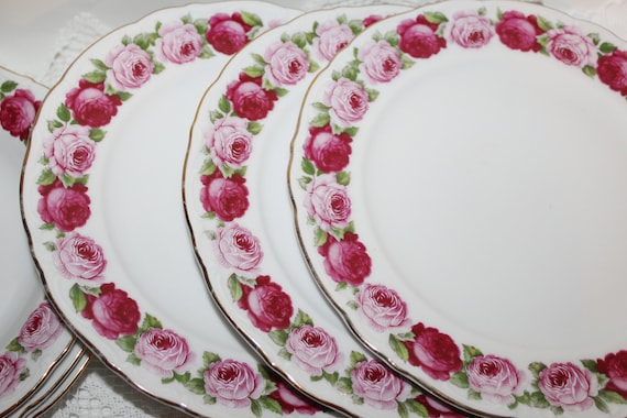 Vintage Winterling Bavaria Old English Rose Dinner Plates Bowls