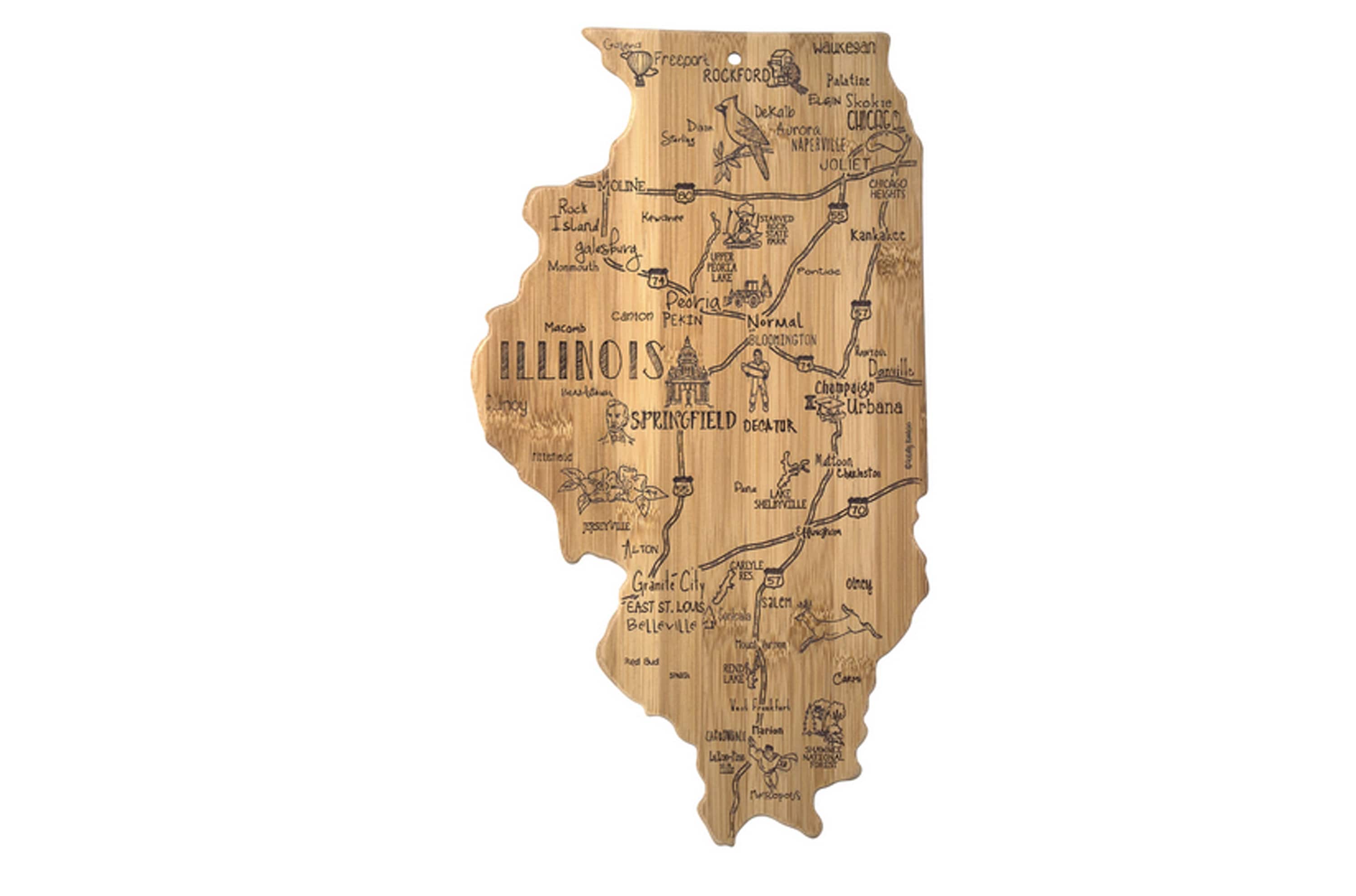Illinois Cutting Board Landmarks And Destinations State - Etsy