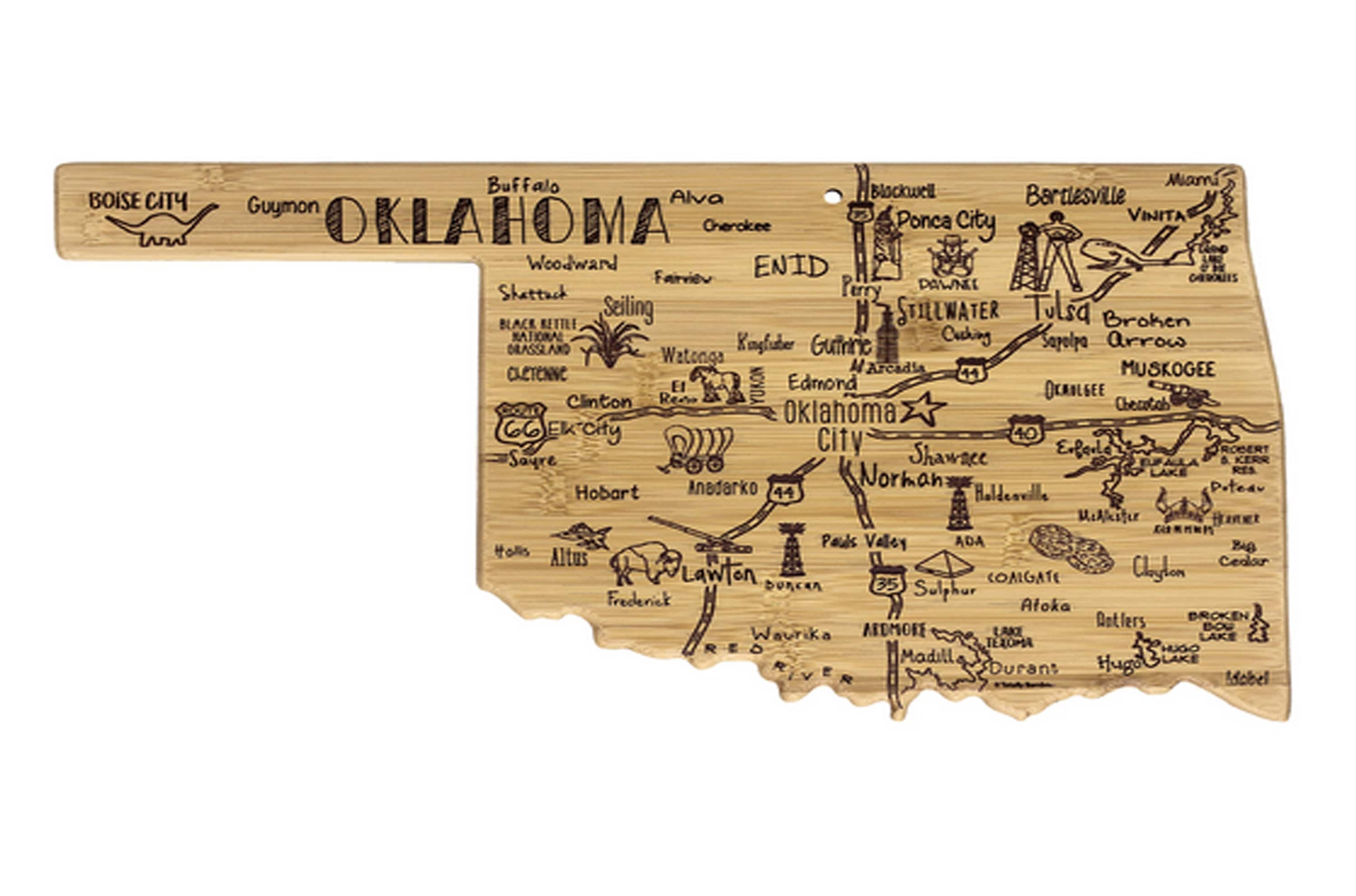 Oklahoma Cutting Board Landmarks and Destinations State Etsy