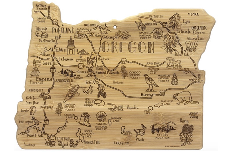 Oregon Cutting Board Landmarks and Destinations State Etsy