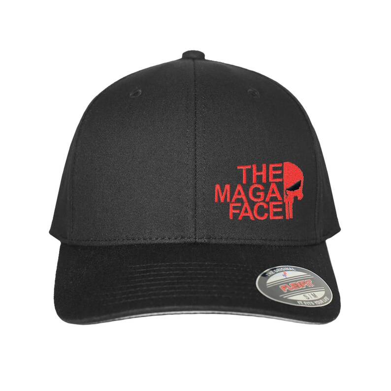 Die MAGA Face Flex Fit Hat Erwachsene Gun 2A Papa's Trump Skull Logo Baseballkappe Red