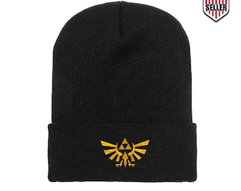 Legend of Zelda Royal Crest Embroidery Knit Beanie Cuff Winter BDay for Her Him Funny Gamer Gift