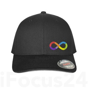 Autism Acceptance Infinity Loop Flex Fit Hat Dad&#39;s Non Verbal Design Cap Gift