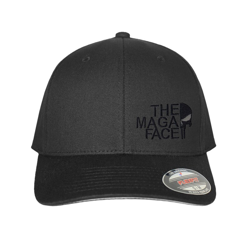 Die MAGA Face Flex Fit Hat Erwachsene Gun 2A Papa's Trump Skull Logo Baseballkappe Black