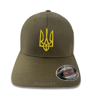 Ukraine Trident Coat of Arms Embroidered Logo Fitted Flexfit Hat Ukraine Cap