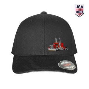 Trucker Hat Flexfit Fitted Cap Dad&#39;s Big Rig Diesel Truck for Peterbilt Kenworth Drivers