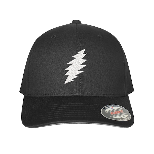 Grateful Dead SYF Bolt Embroidered Logo Flex Fit Hat Adult Funny Black Cap