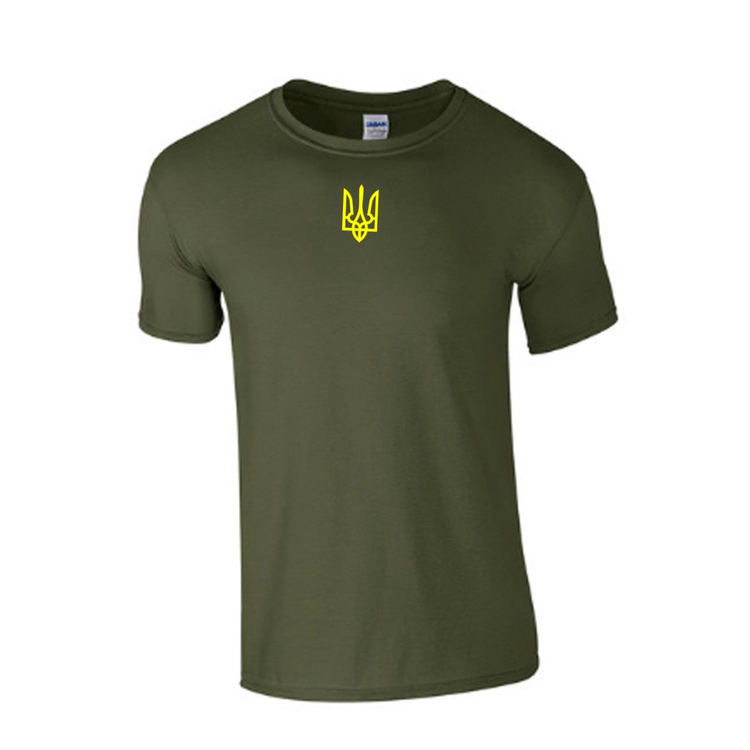 Ukraine Army Trident Symbol T-Shirt - Green Zelensky Support Military Design