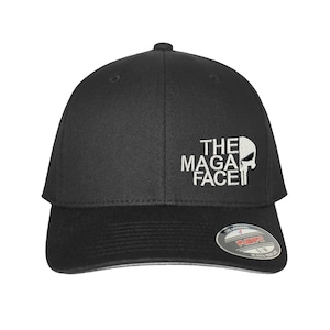 Die MAGA Face Flex Fit Hat Erwachsene Gun 2A Papa's Trump Skull Logo Baseballkappe White
