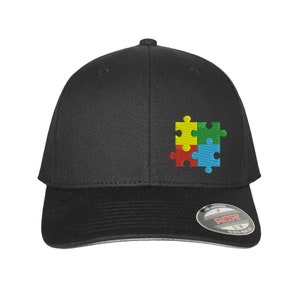 Autism Symbol Embroidered Logo Flex Fit Hat Autism Puzzle Dad&#39;s Non Verbal Design Cap Gift