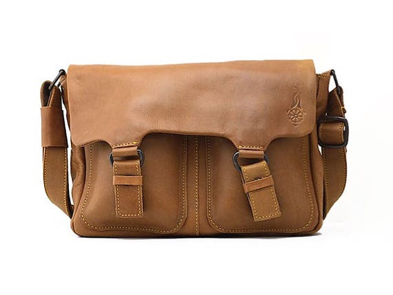 Monaco, Real leather Unisex Tan messenger bag