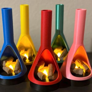 Mid-Century Modern LED Mini Fireplace Tealight Holder – 3D Printed