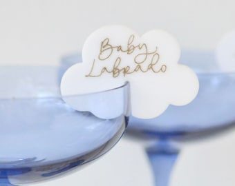 10 Baby Shower Cloud Glass Charm set of 10 , Cloud bay shower decor, custom drink tags, baby shower decor, custom cloud drink charm