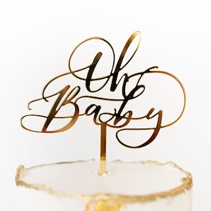 Oh Baby Cake Topper, Baby Shower Cake Topper, Gender Reveal Cake Topper, Boy or Girl Baby Decor, Baby Sprinkle, Calligraphy, Gender Neutral