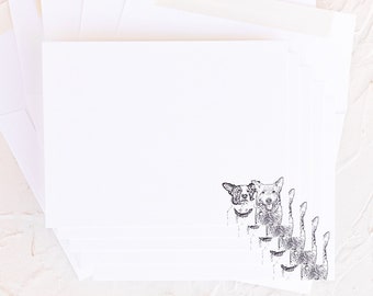 Custom Personalized Dog Notecard Set, Cat Notecard set, Dog/Cat Face, Stationery Cards Gift Set, Pet Drawing, Pet Portrait