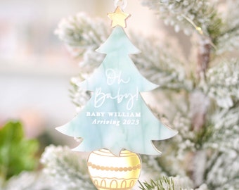 Adorno navideño con anuncio OH BABY / Bebé niño / Bebé niña / Revelación de género personalizada / Estamos esperando / ¡Oh bebé! / Embarazada