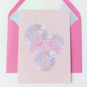 Discokugel Geburtstagskarte | Spiegelkugel Karte | Tanzende Königin Karte | Disco Cowgirl | Geburtstag | Versandfertig 4,25x5,5in